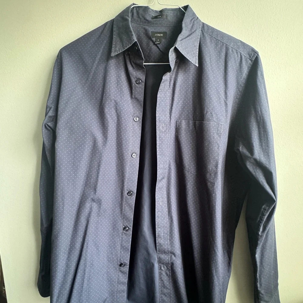 J. Crew Navy Blue Dot Dress Shirt